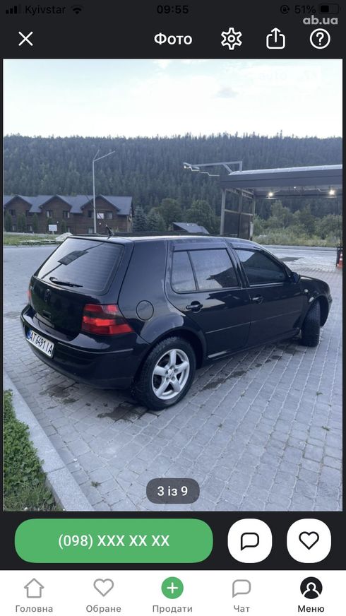 Volkswagen Golf 2002 черный - фото 2